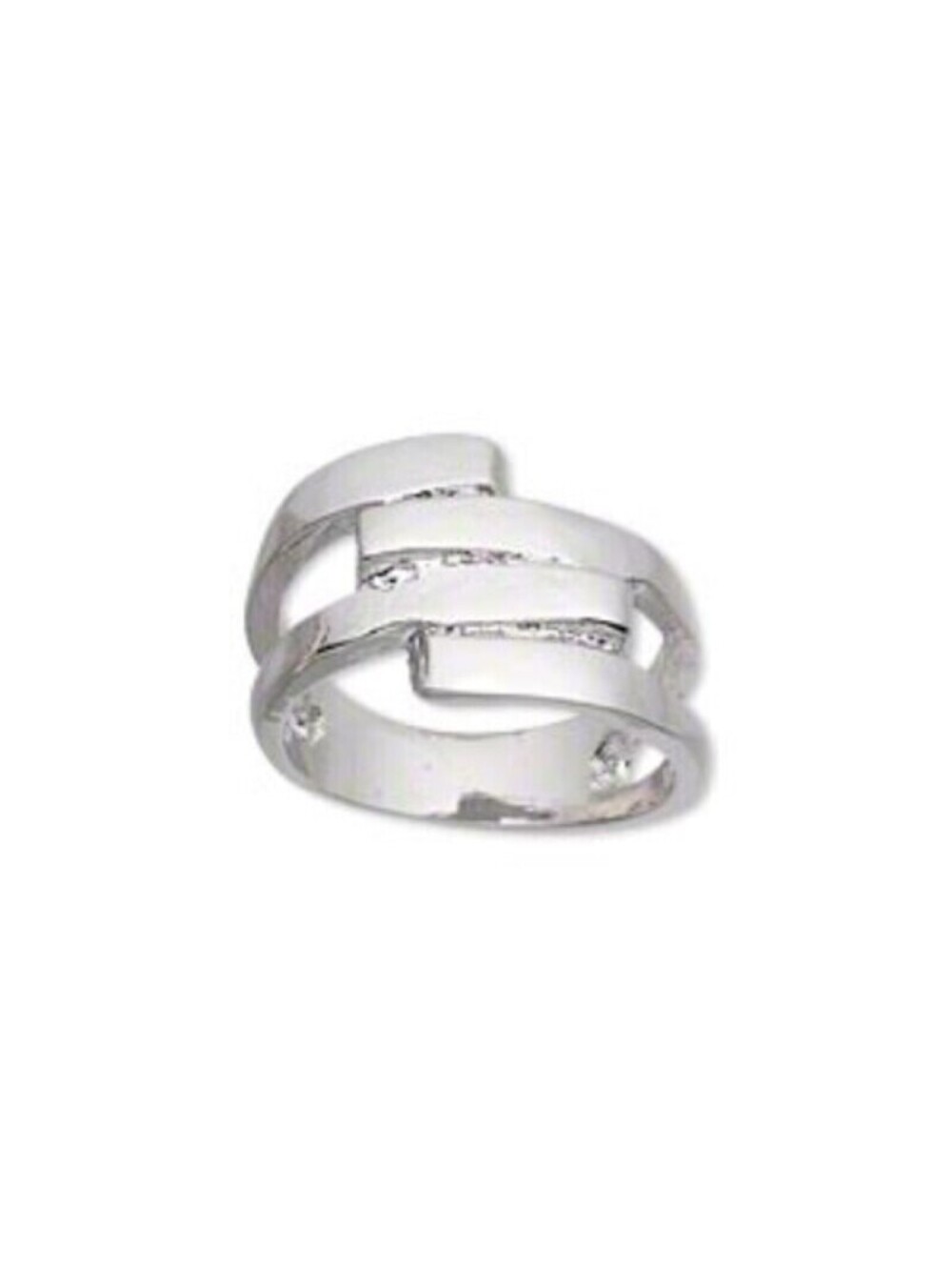 Avant Garde Modernist Minimalist Silver Plated Geometric Lines Ring Size 8